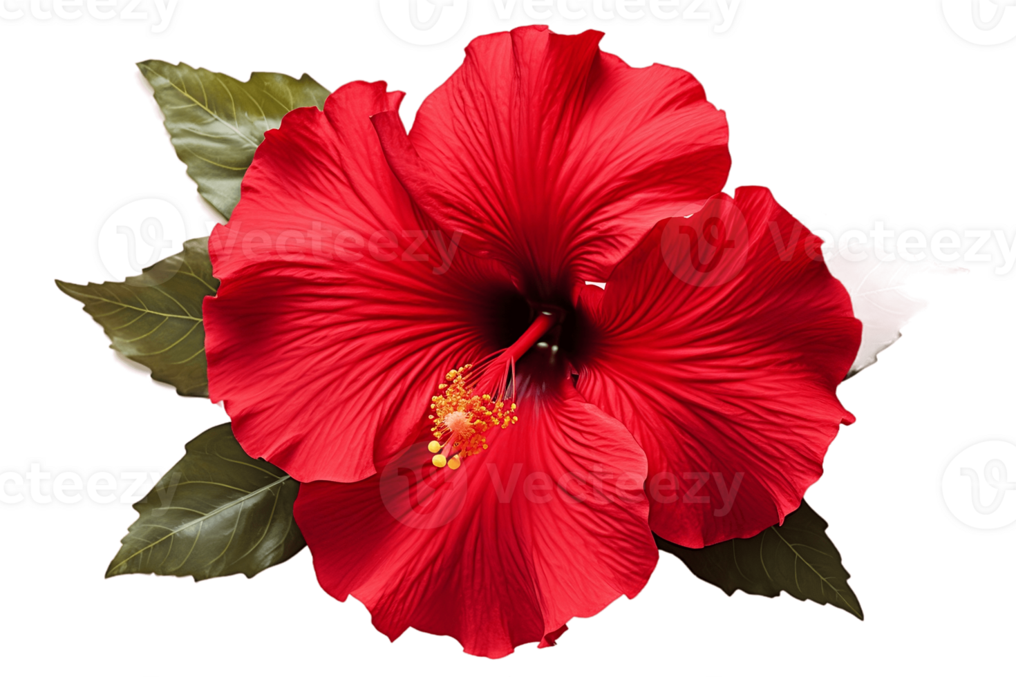 AI generated Red Hibiscus Flower on Transparent Background. AI png