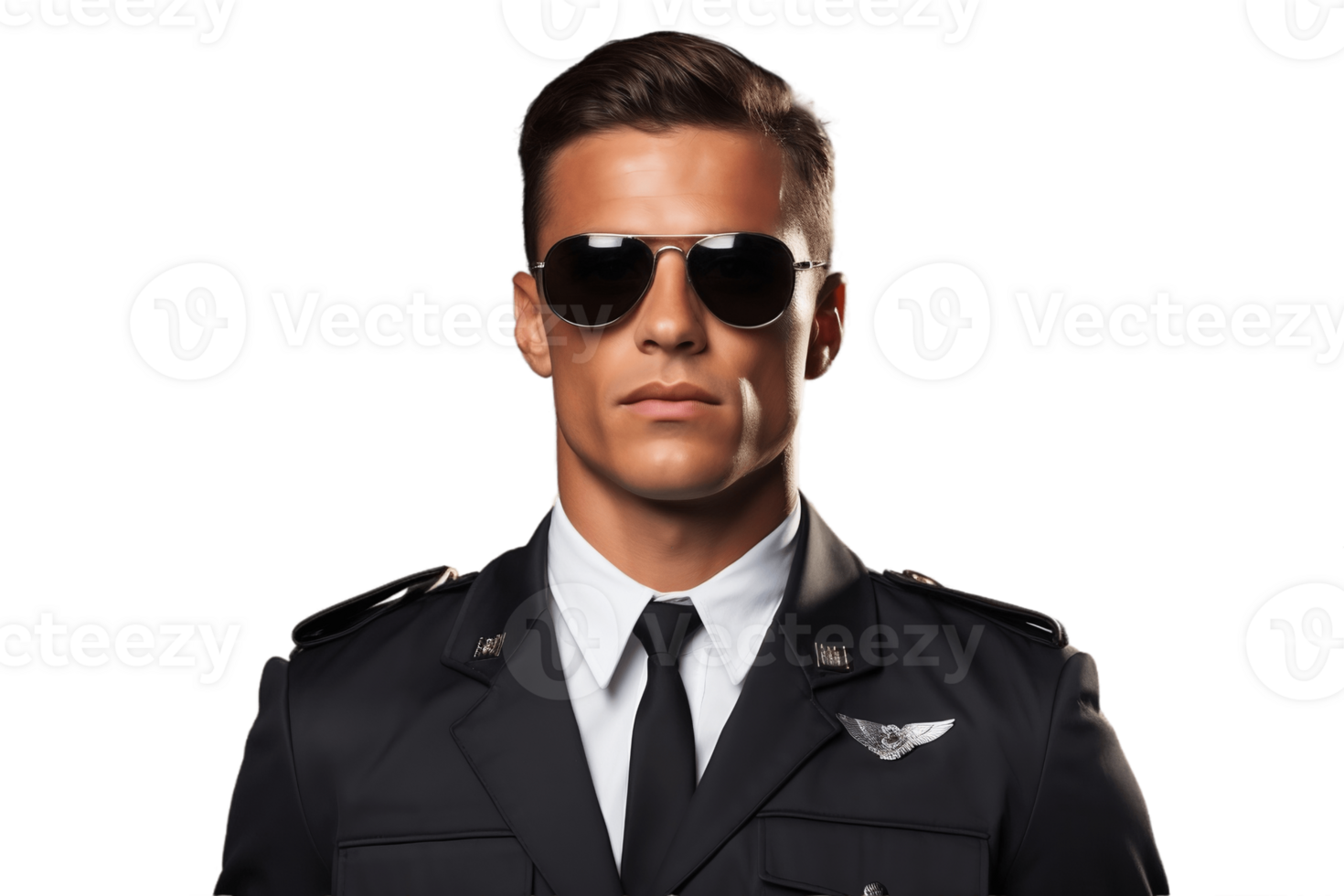 AI generated Pilot with Aviator Sunglasses on Transparent Background. AI png