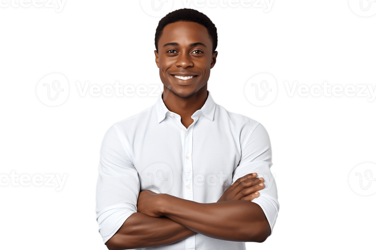 AI generated Young Smiling African American Man Portrait on Transparent Background. AI png