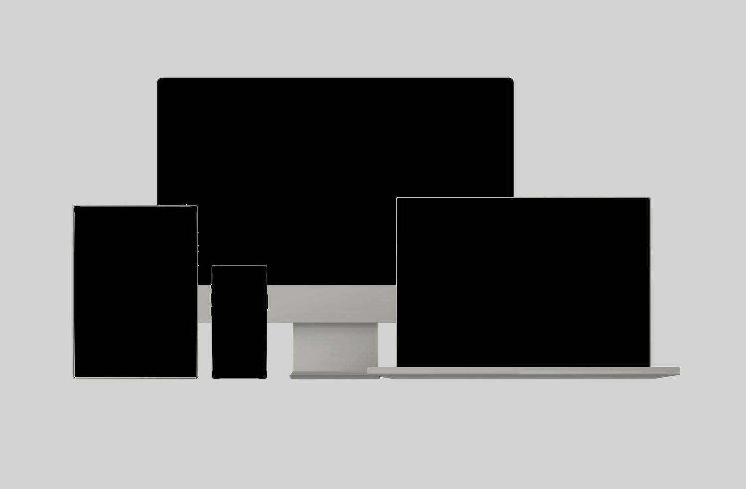 desktop computer, phone, mobile, MacBook, laptop responsive design mockup. vector