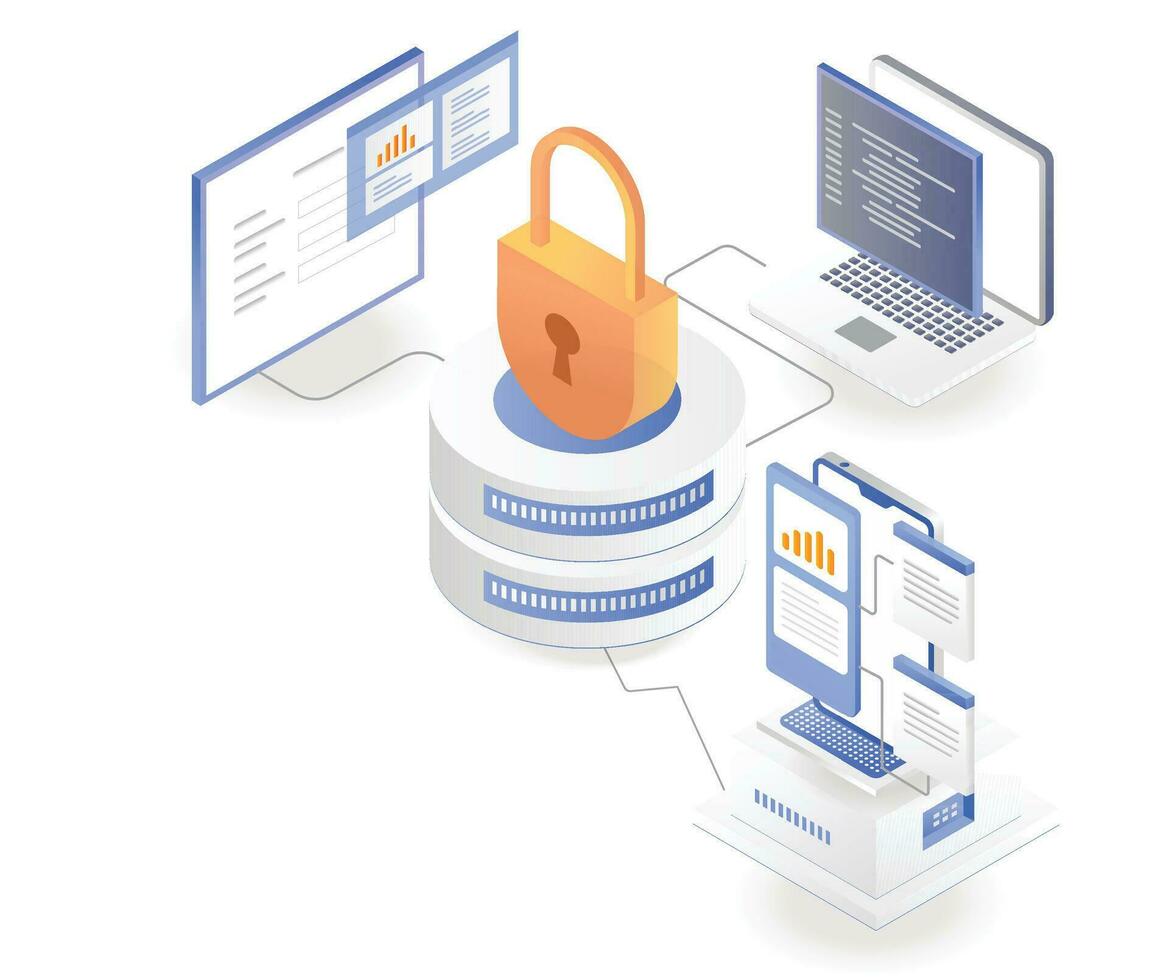 Technology Server data security lock vector