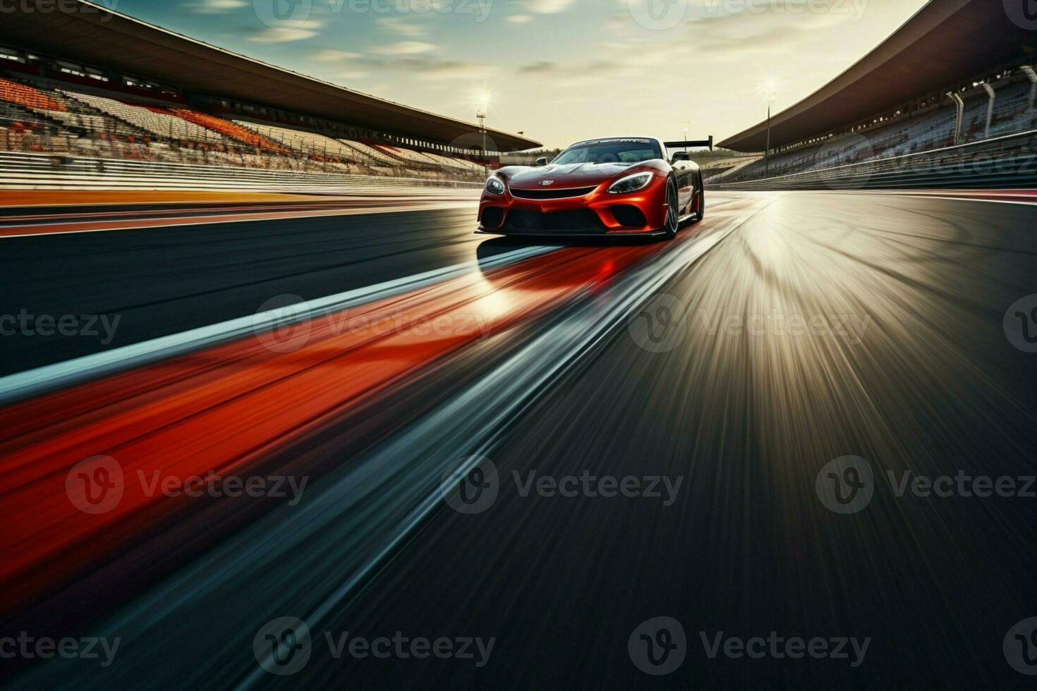 AI generated High speed racing track with blurred traffic, conveying the thrill dynamically photo
