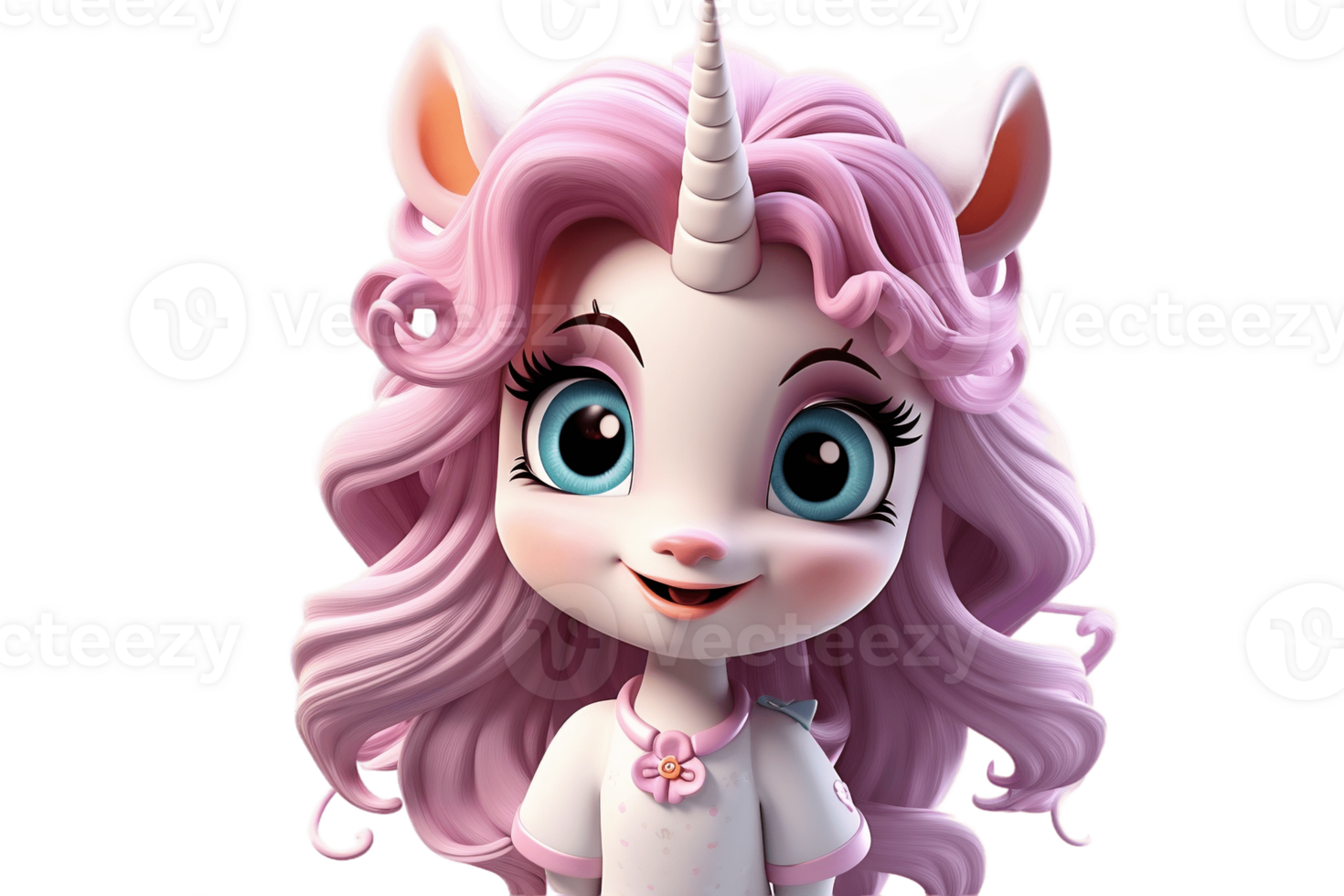AI generated 3D Cartoon Cute Unicorn on Transparent Background. AI png