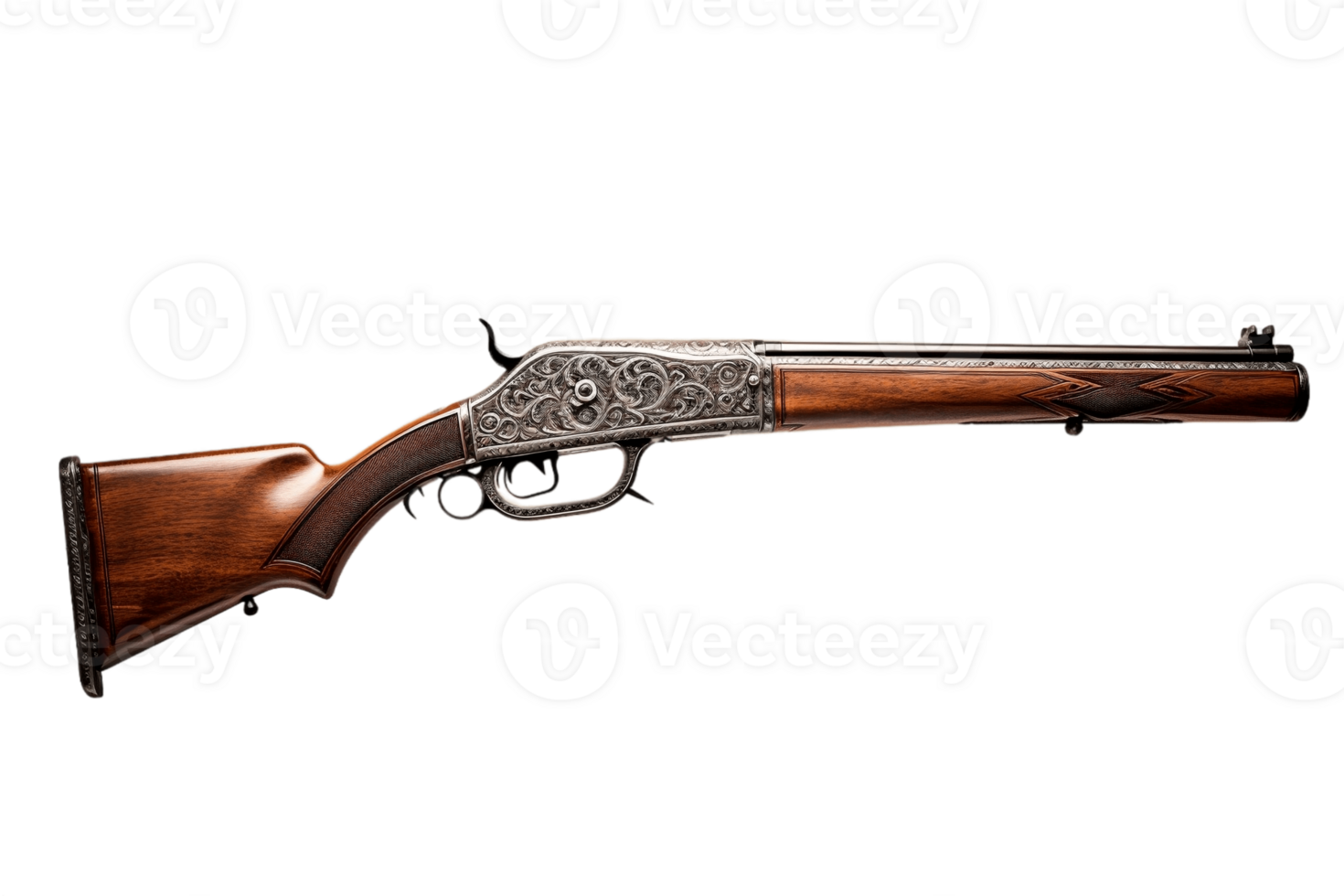 AI generated Old American Wild West Rifle on a Transparent Background. AI png