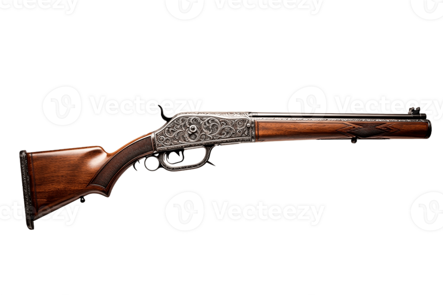 AI generated Old American Wild West Rifle on a Transparent Background. AI png