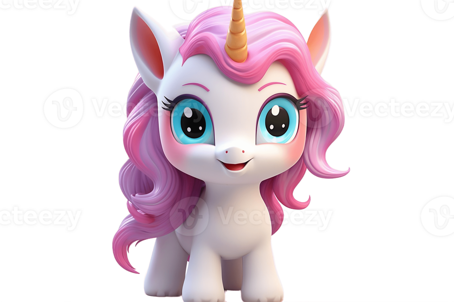 AI generated 3D Cartoon Cute Unicorn on Transparent Background. AI png