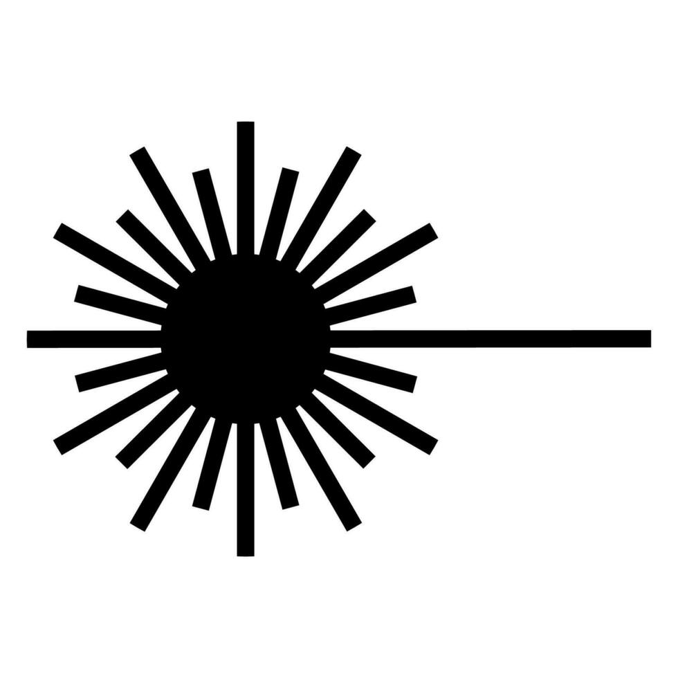 Cuidado con el símbolo del rayo láser signo aislar sobre fondo blanco. vector