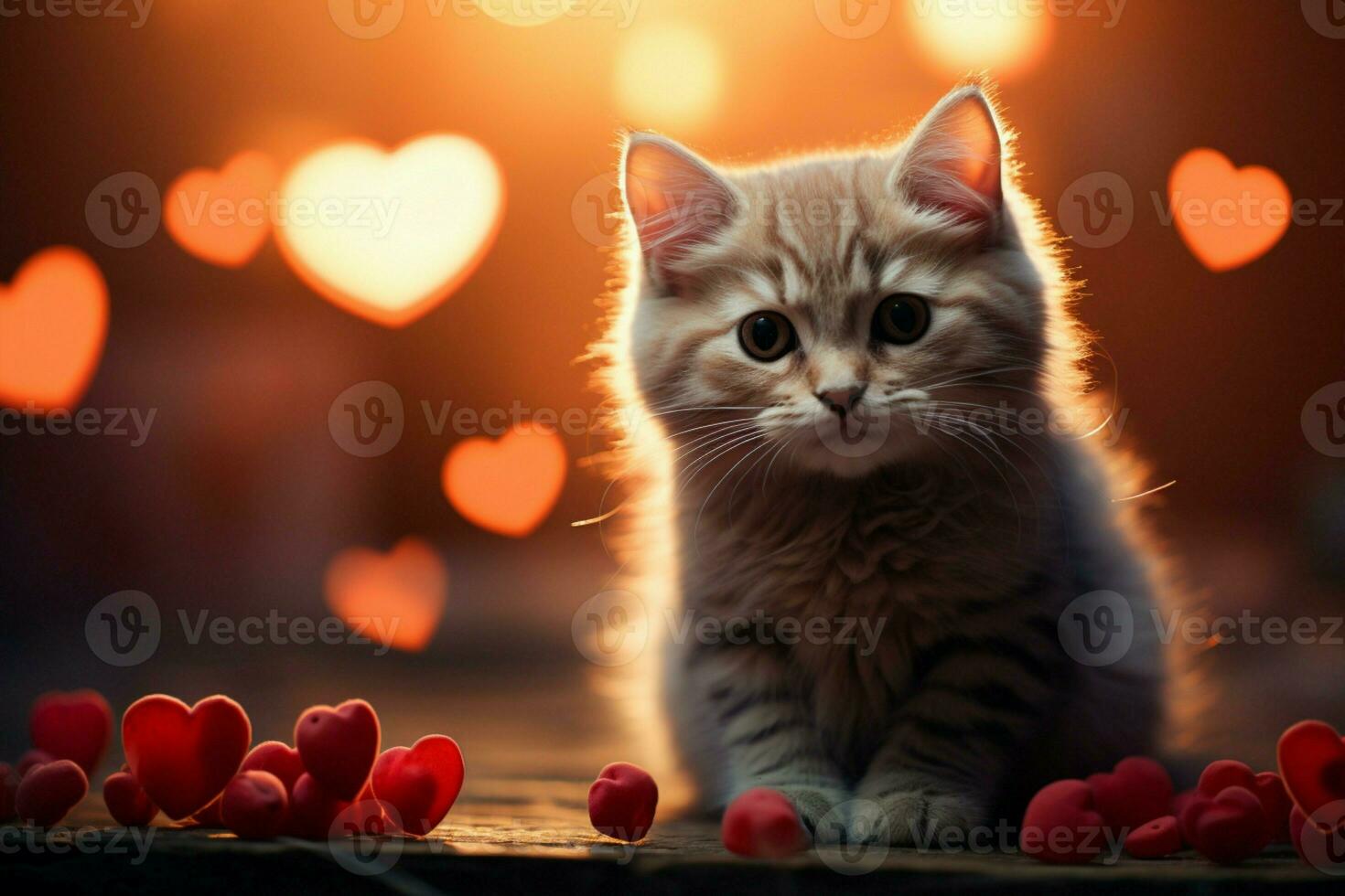 AI generated Affectionate kitty Cute kitten with a heart spreading warmth and joy AI Generated photo