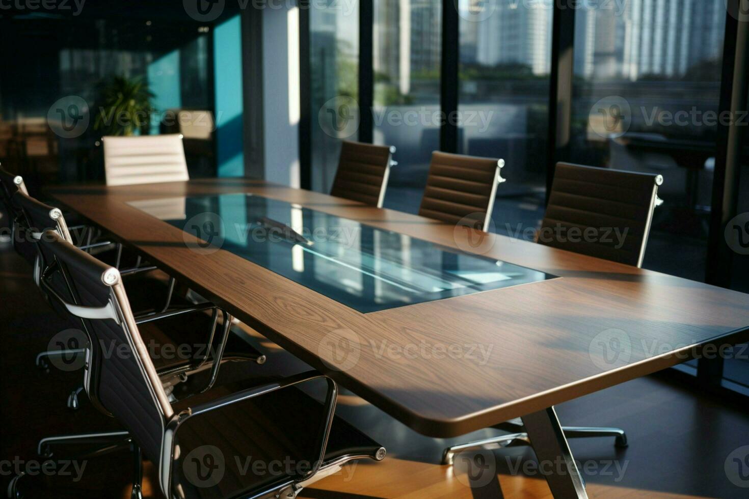 AI generated Office boardroom modern conference room for business negotiations and meetings photo