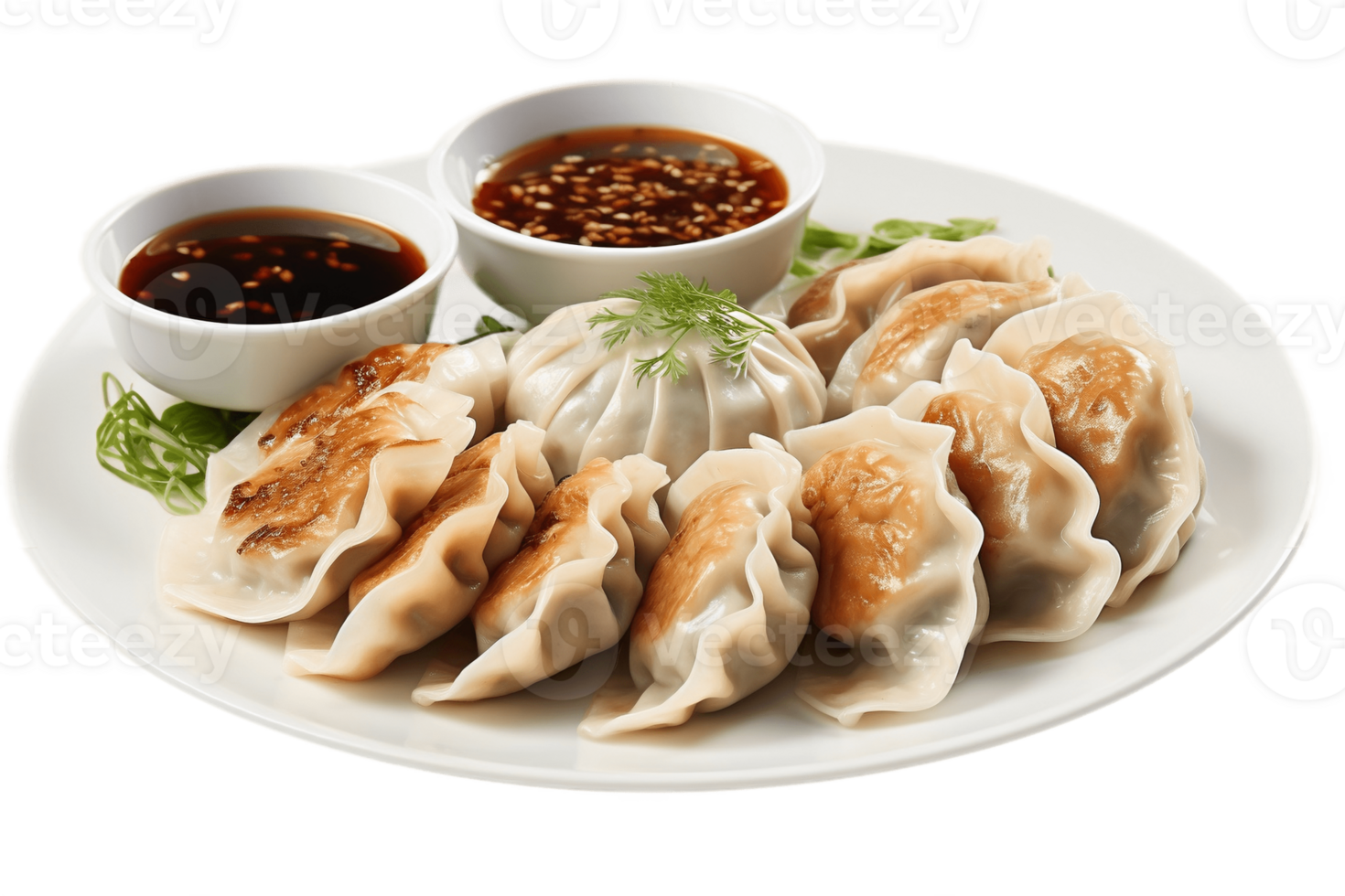 AI generated Gyoza on a Transparent Background. AI png