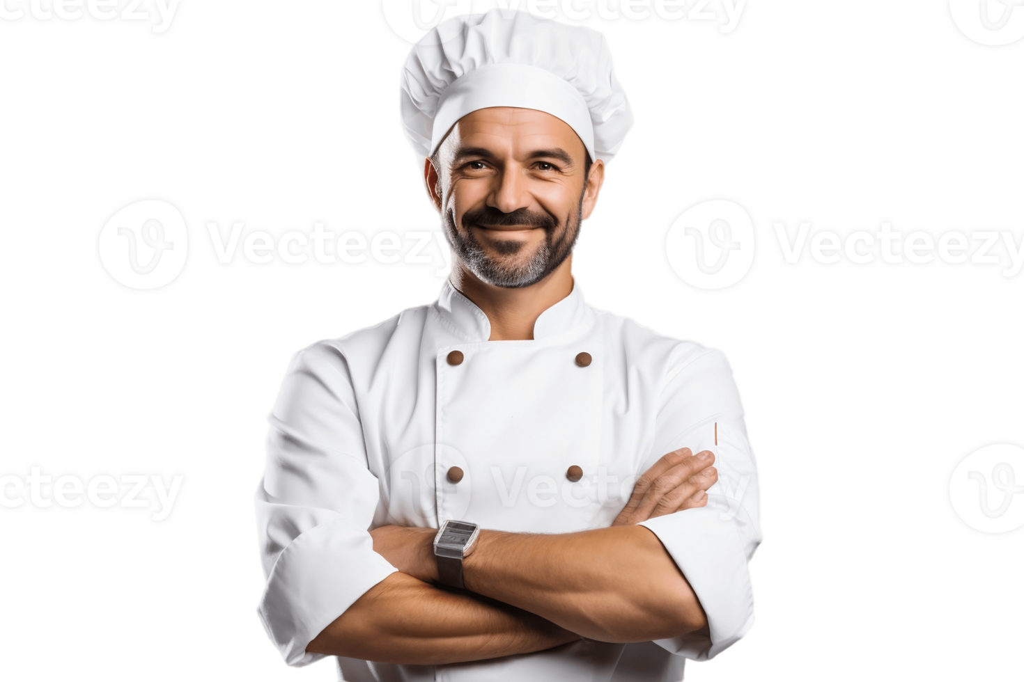 AI generated Happy Chef Crossed Arms Isolated on Transparent Background. AI png