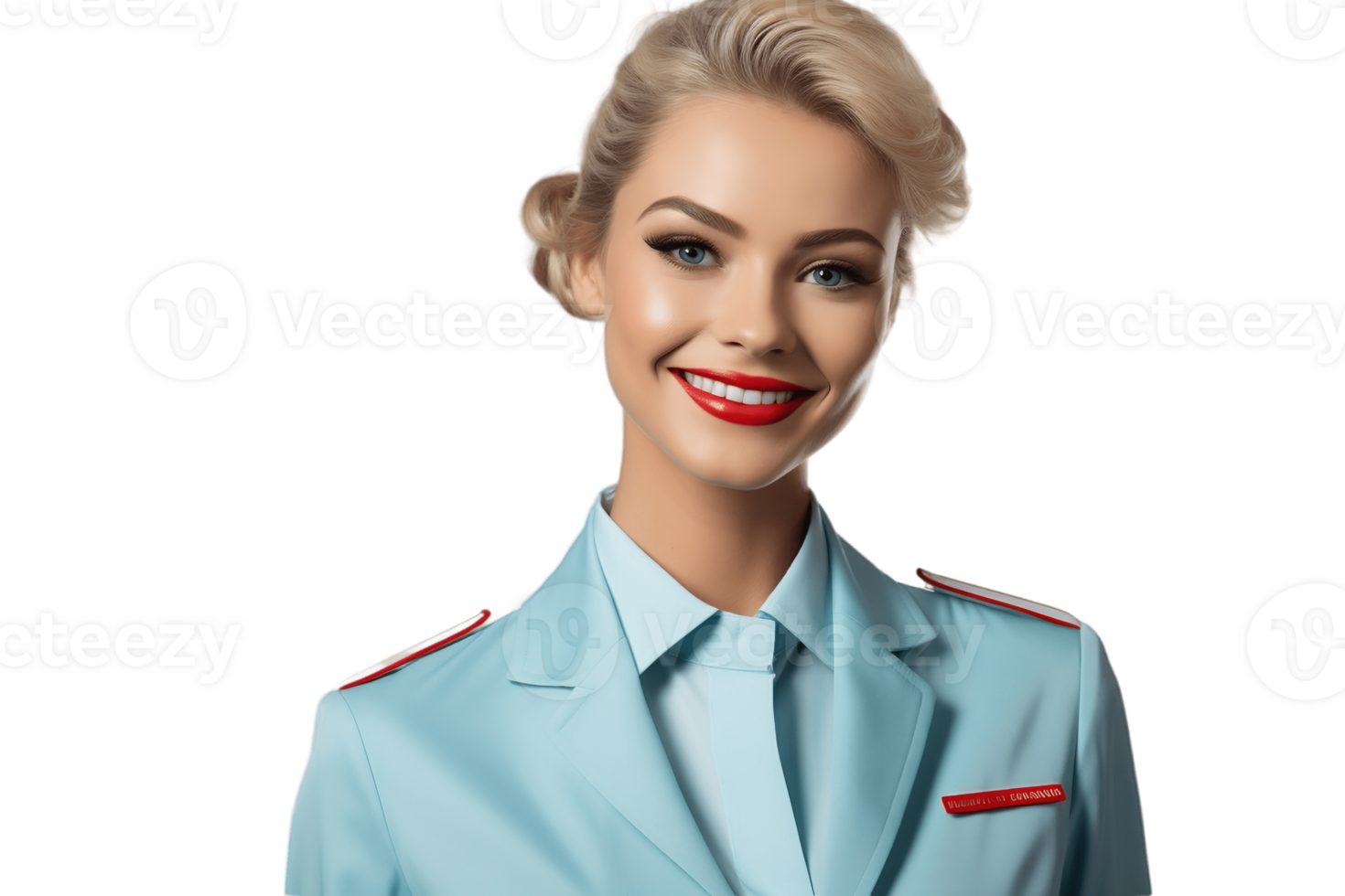 AI generated Happy Flight Attendant Posing, Face Shot, Isolated on Transparent Background. AI png