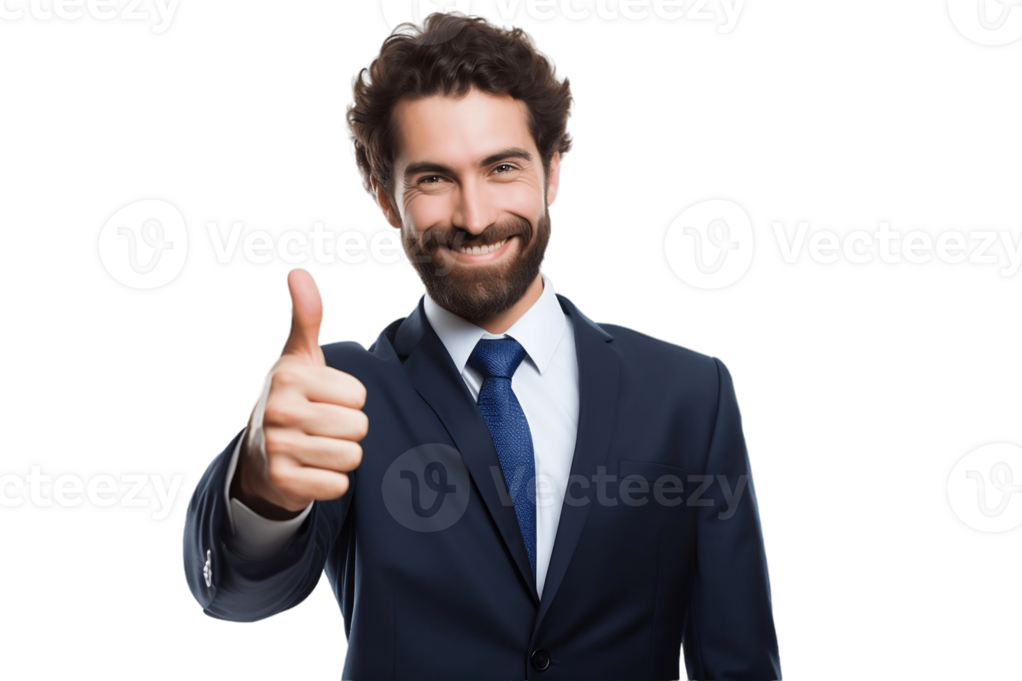 AI generated Smiling Business Consultant Thumbs Up Isolated on Transparent Background. AI png