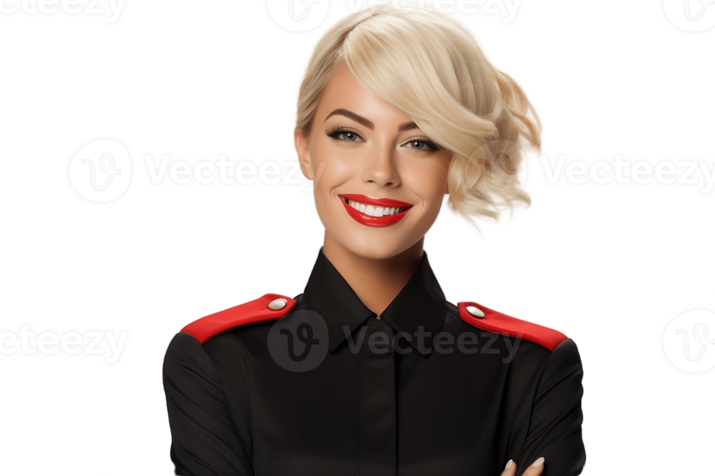 AI generated Happy Flight Attendant Posing, Face Shot, Isolated on Transparent Background. AI png