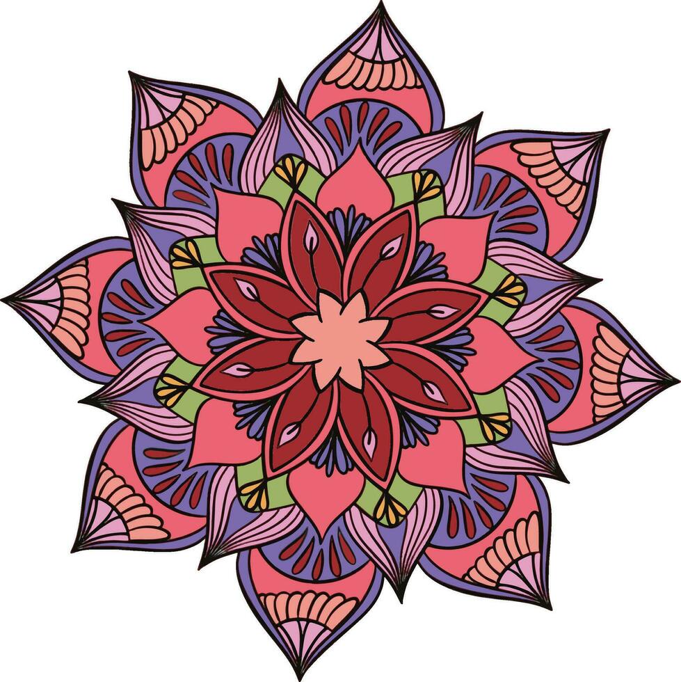 hermosa modelo con mandala ornamento. vector