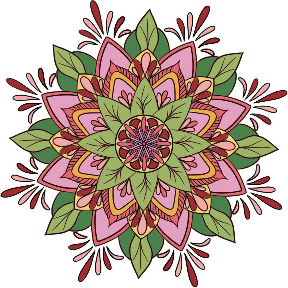 hermosa modelo con mandala ornamento vector