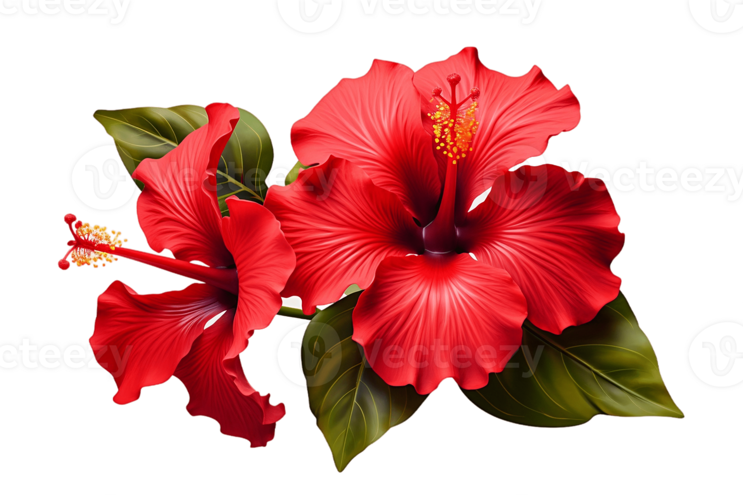 AI generated Red Hibiscus Flower on Transparent Background. AI png