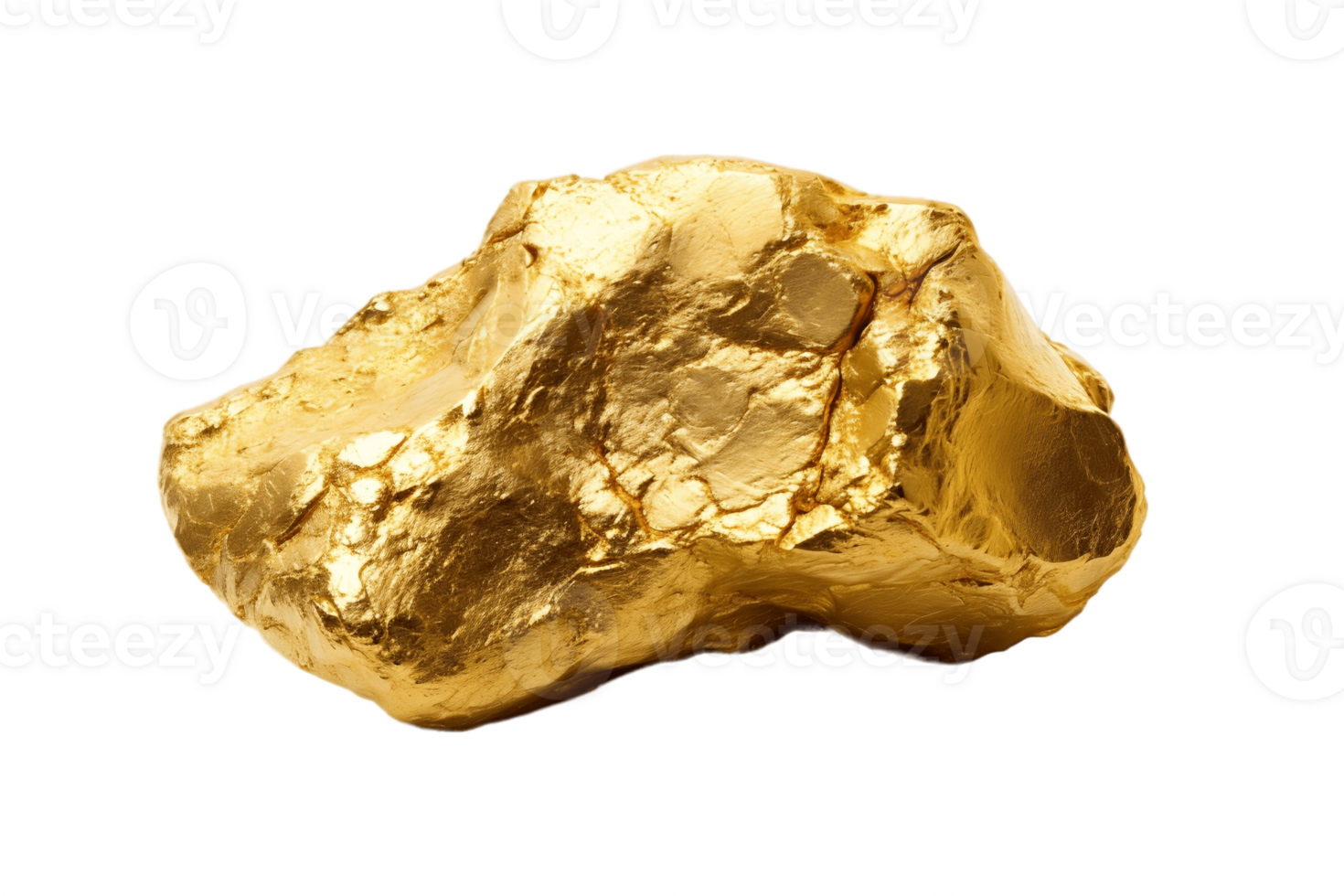 AI generated Gold Nugget Isolated on Transparent Background. AI png