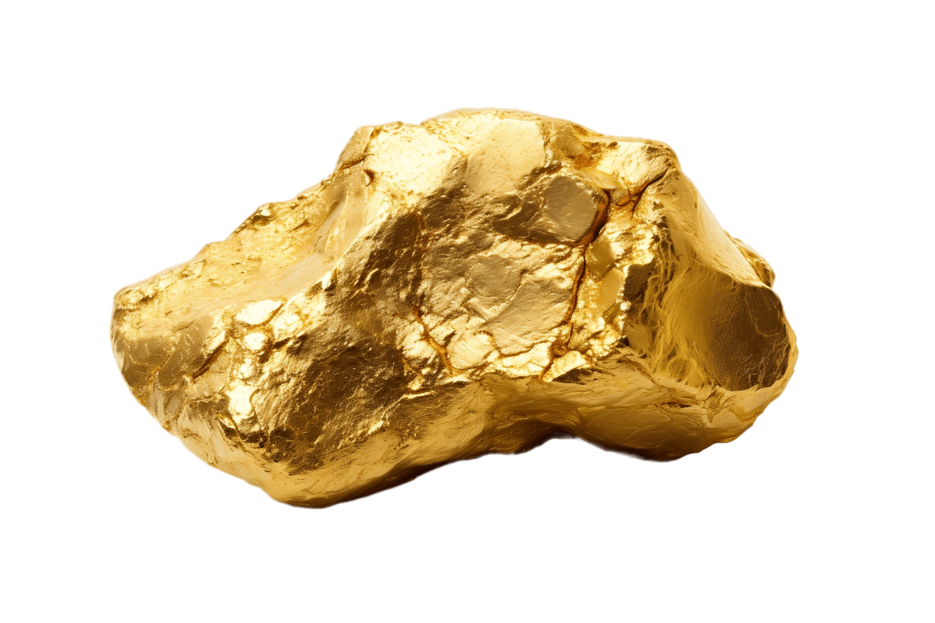 AI generated Gold Nugget Isolated on Transparent Background. AI