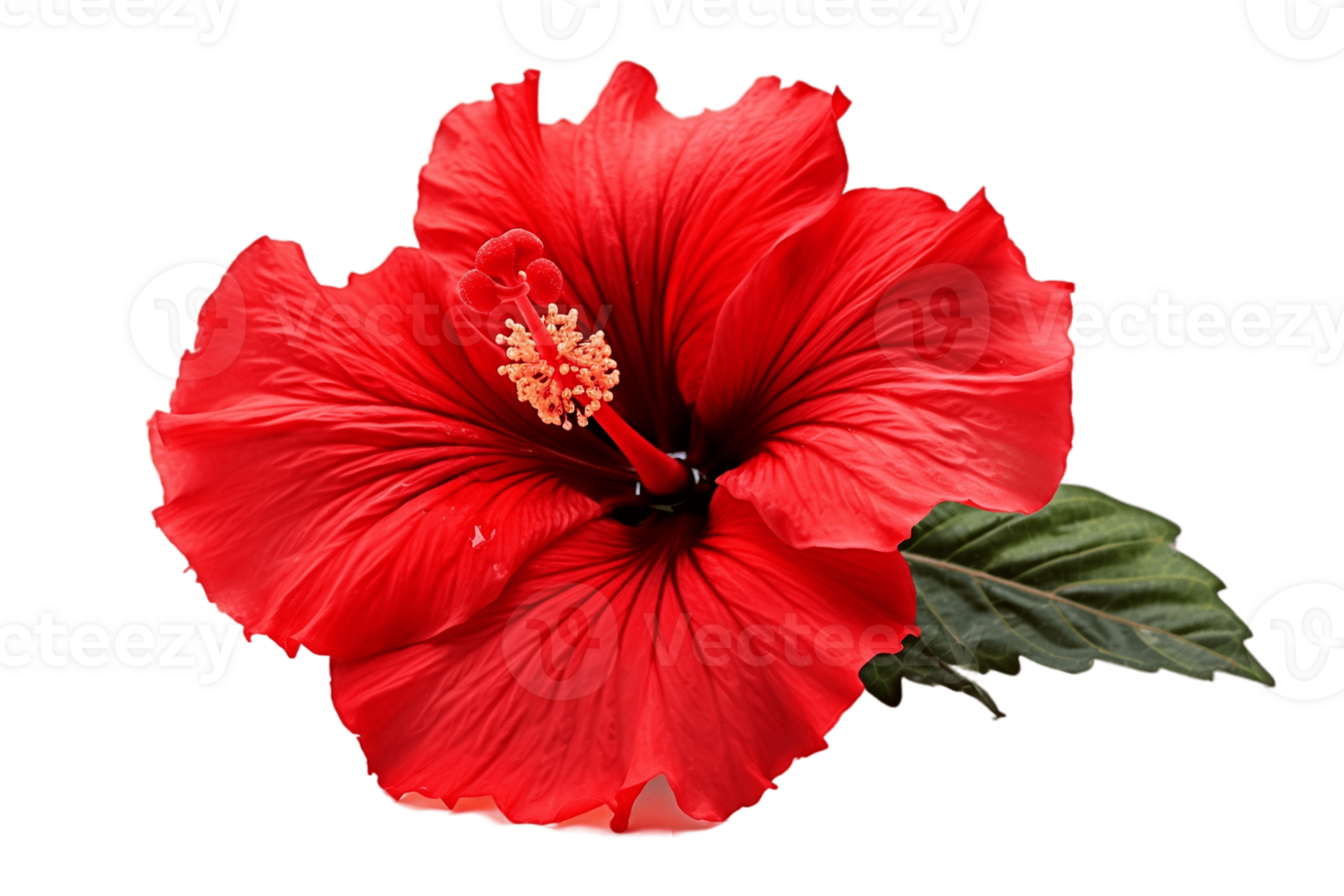 AI generated Red Hibiscus Flower on Transparent Background. AI png