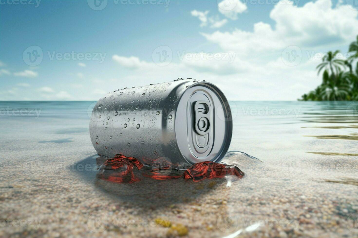 AI generated Sip of summer Enjoy a refreshing drink from a cold can photo