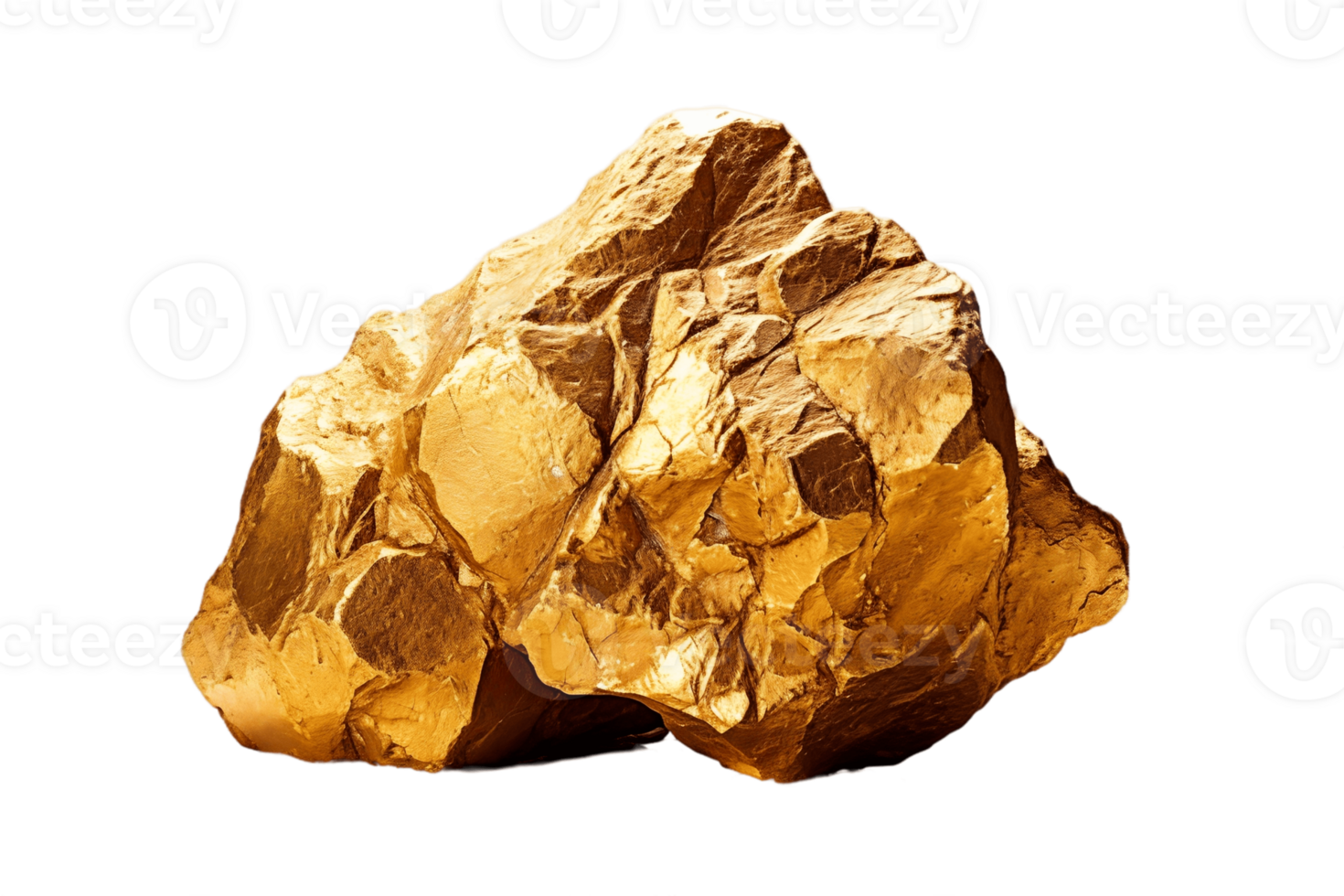 AI generated Gold Nugget Isolated on Transparent Background. AI png