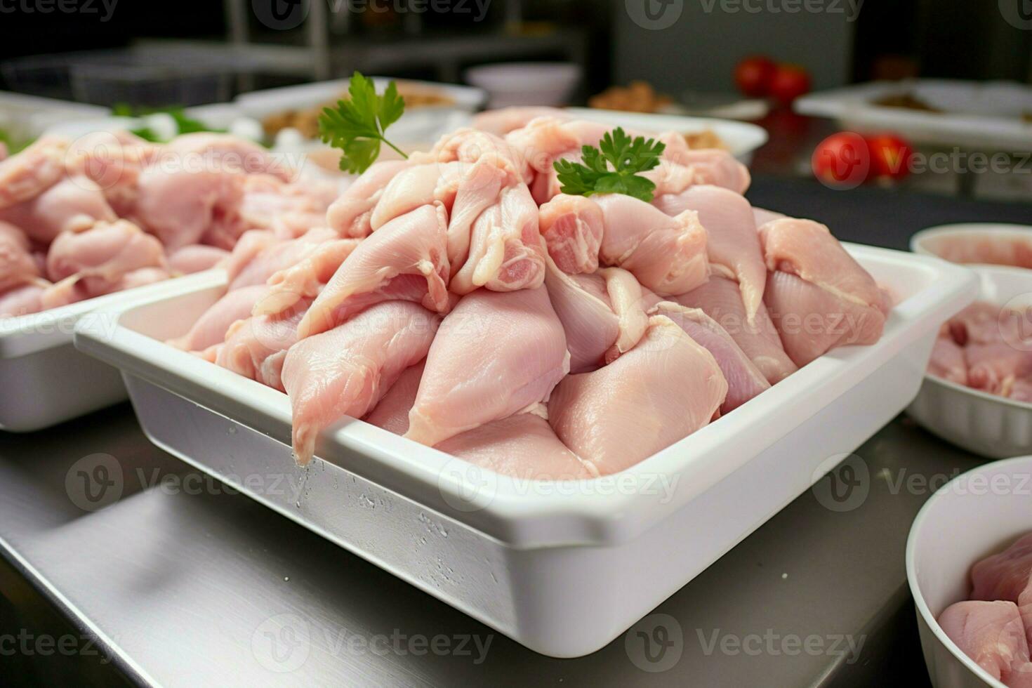 AI generated Chicken meat production process from farm to processing AI Generated photo