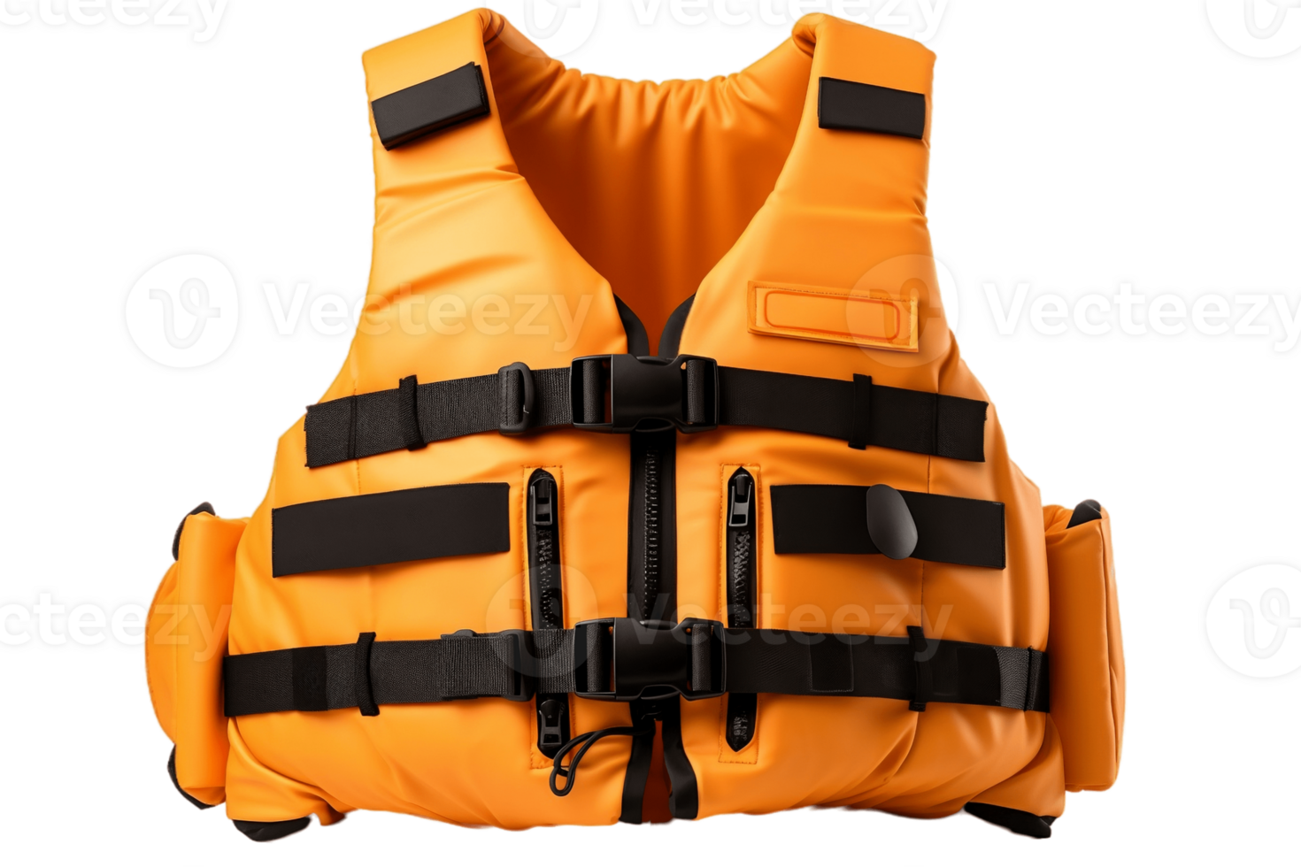 AI generated Front View of Life Jacket Isolated on Transparent Background. AI png