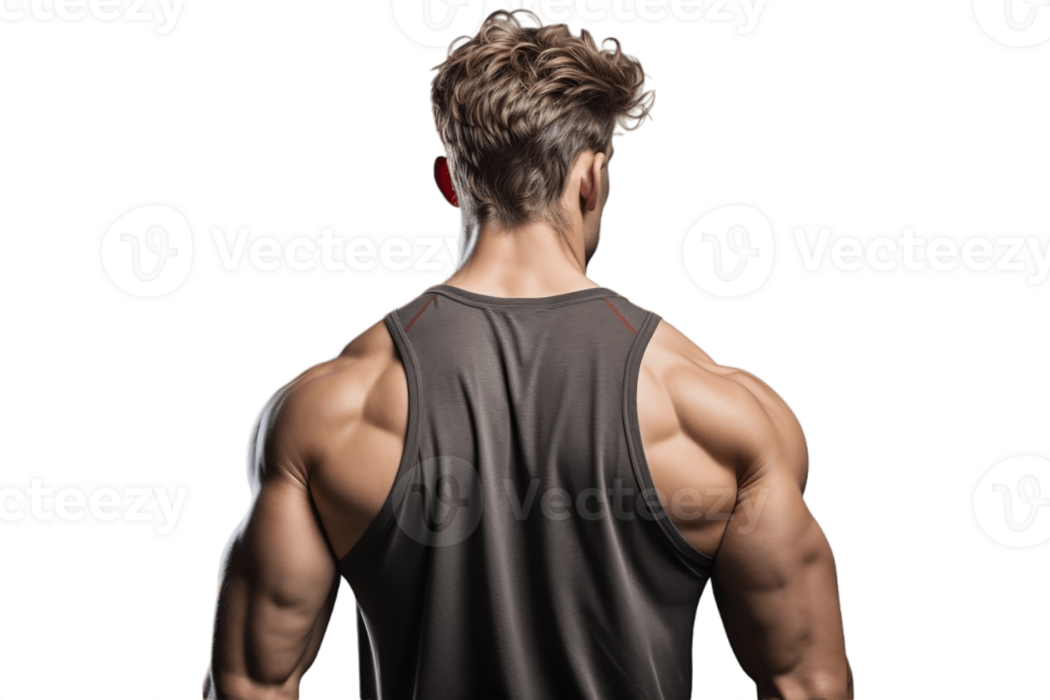 AI generated Athlete Flexing from Back View, Isolated on Transparent Background. AI png