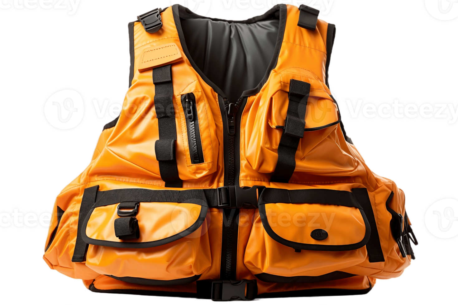 AI generated Front View of Life Jacket Isolated on Transparent Background. AI png