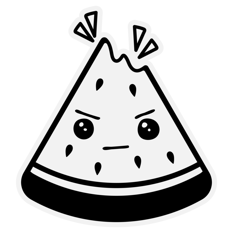 hand drawn watermelon single sticker with cute expressions png