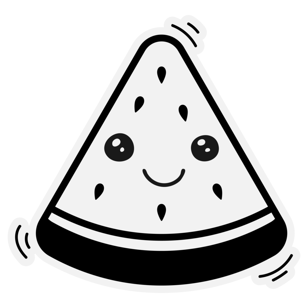 hand drawn watermelon single sticker with cute expressions png