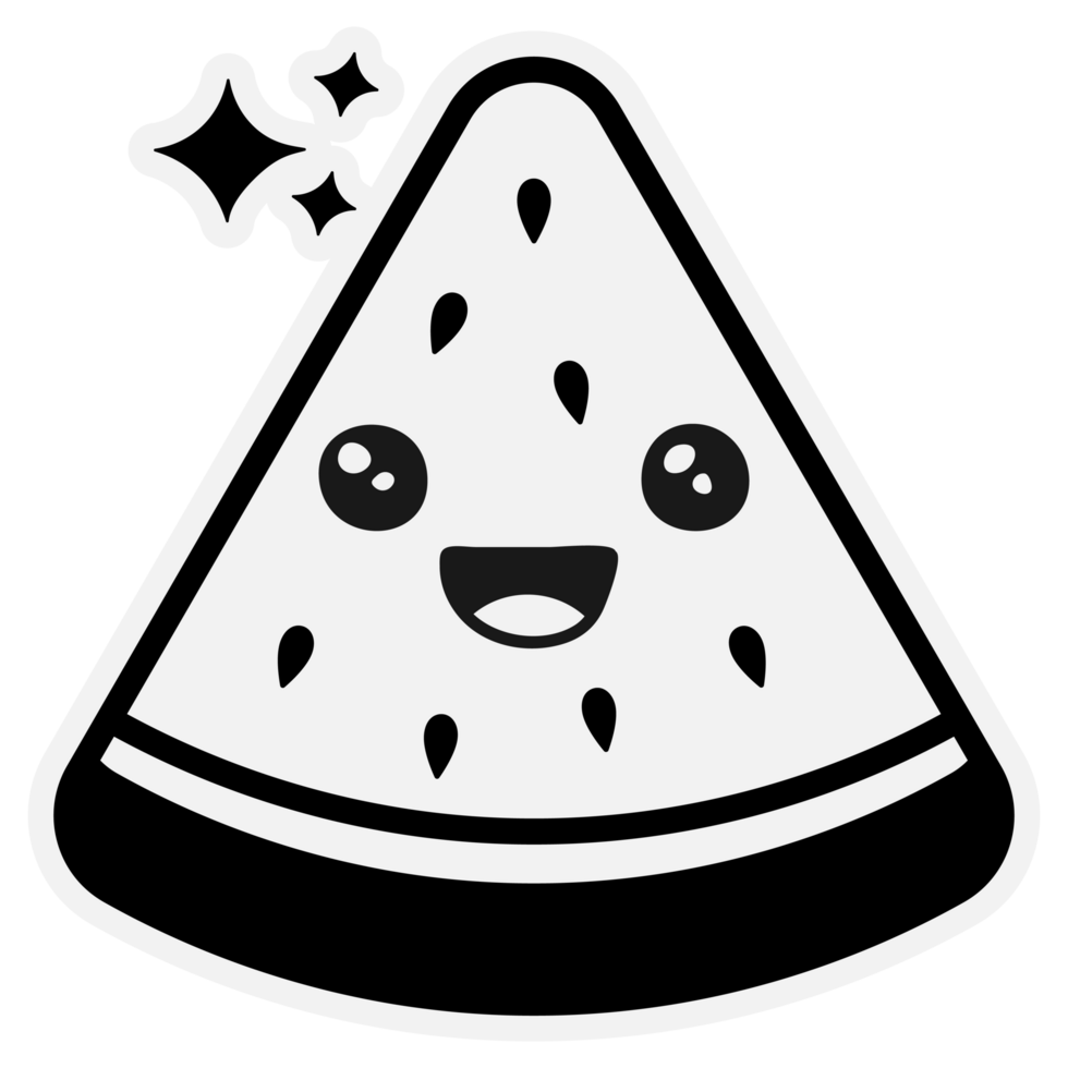 hand drawn watermelon single sticker with cute expressions png