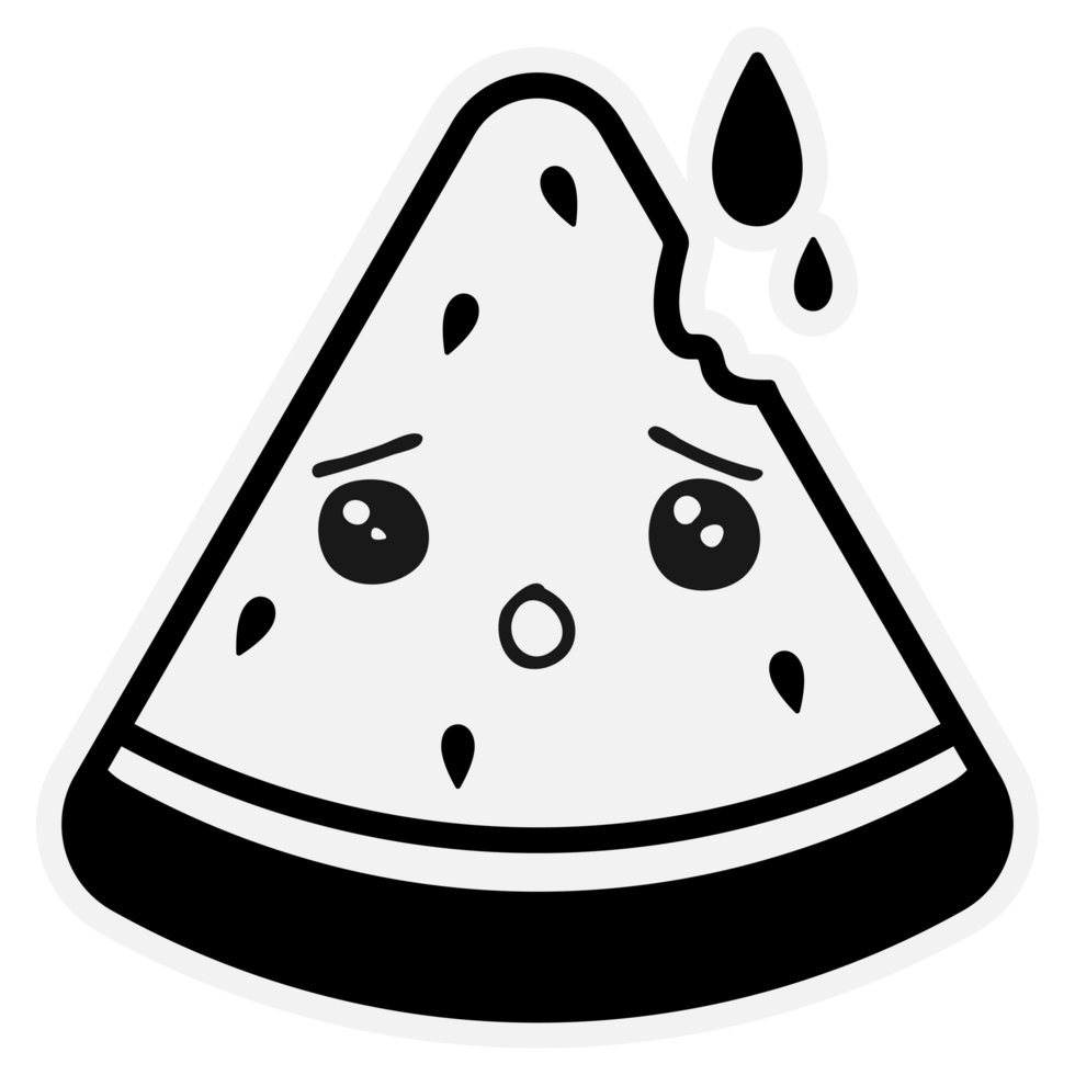 hand drawn watermelon single sticker with cute expressions png