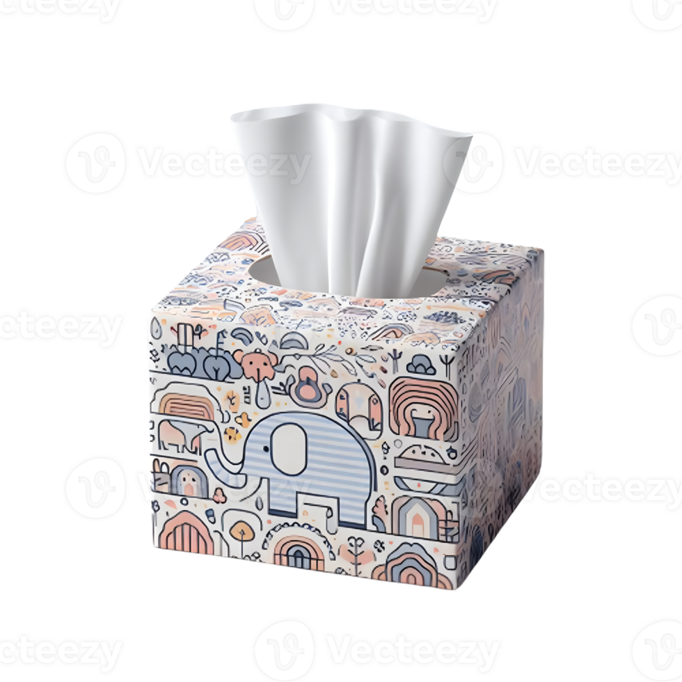 AI generated Isolated tissue box cutout object on transparent background, PNG file