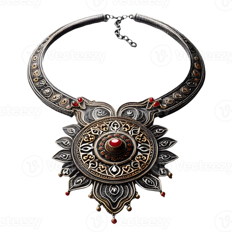 AI generated Isolated necklace cutout object on transparent background, PNG file