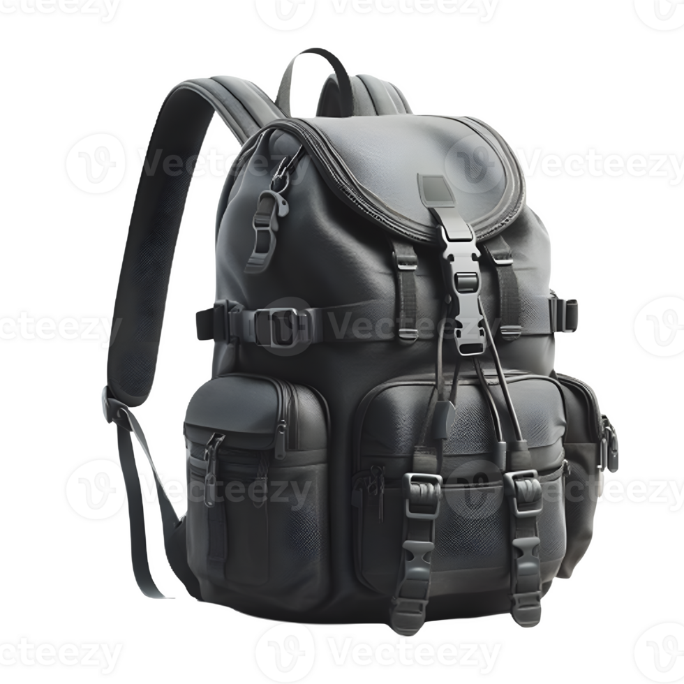 AI generated Isolated backpack cutout object on transparent background, PNG file