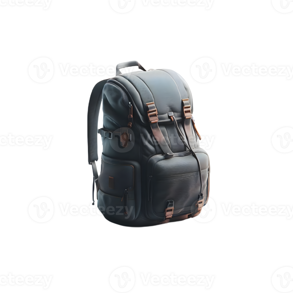 AI generated Isolated backpack cutout object on transparent background, PNG file