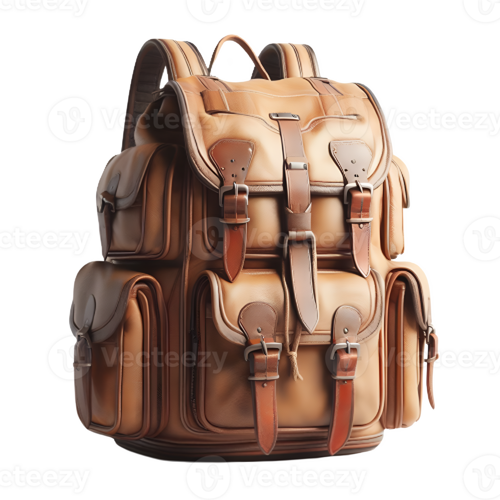 AI generated Isolated backpack cutout object on transparent background, PNG file