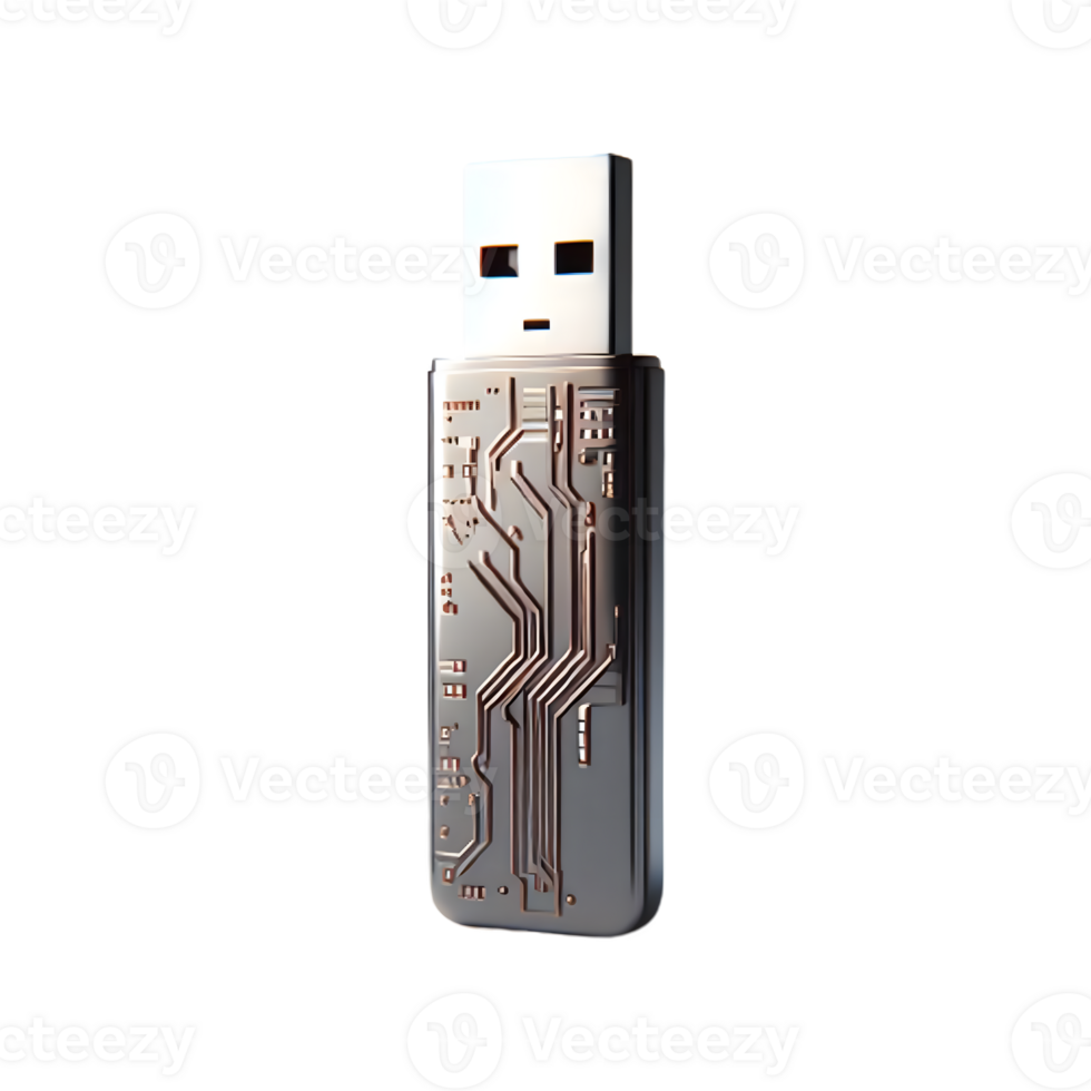 AI generated Isolated flash drive cutout object on transparent background, PNG file