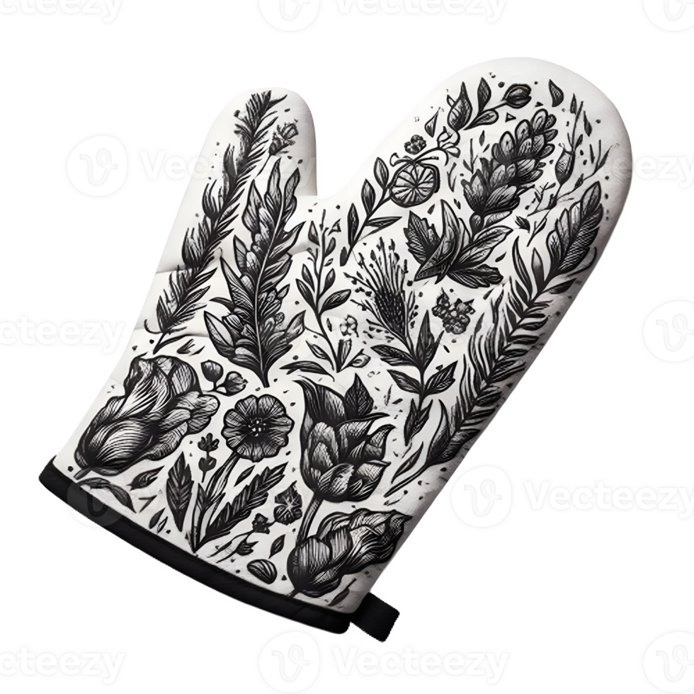 AI generated Isolated oven mitt cutout object on transparent background, PNG file