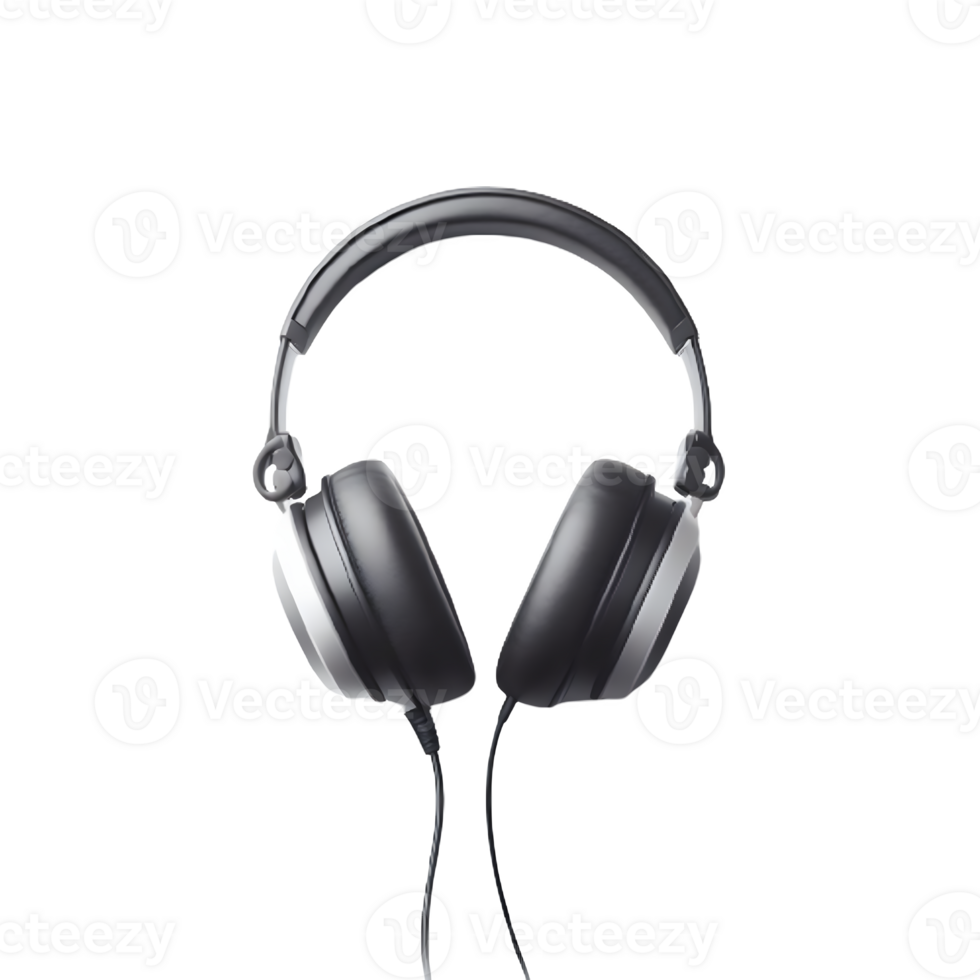AI generated Isolated headphone cutout object on transparent background, PNG file