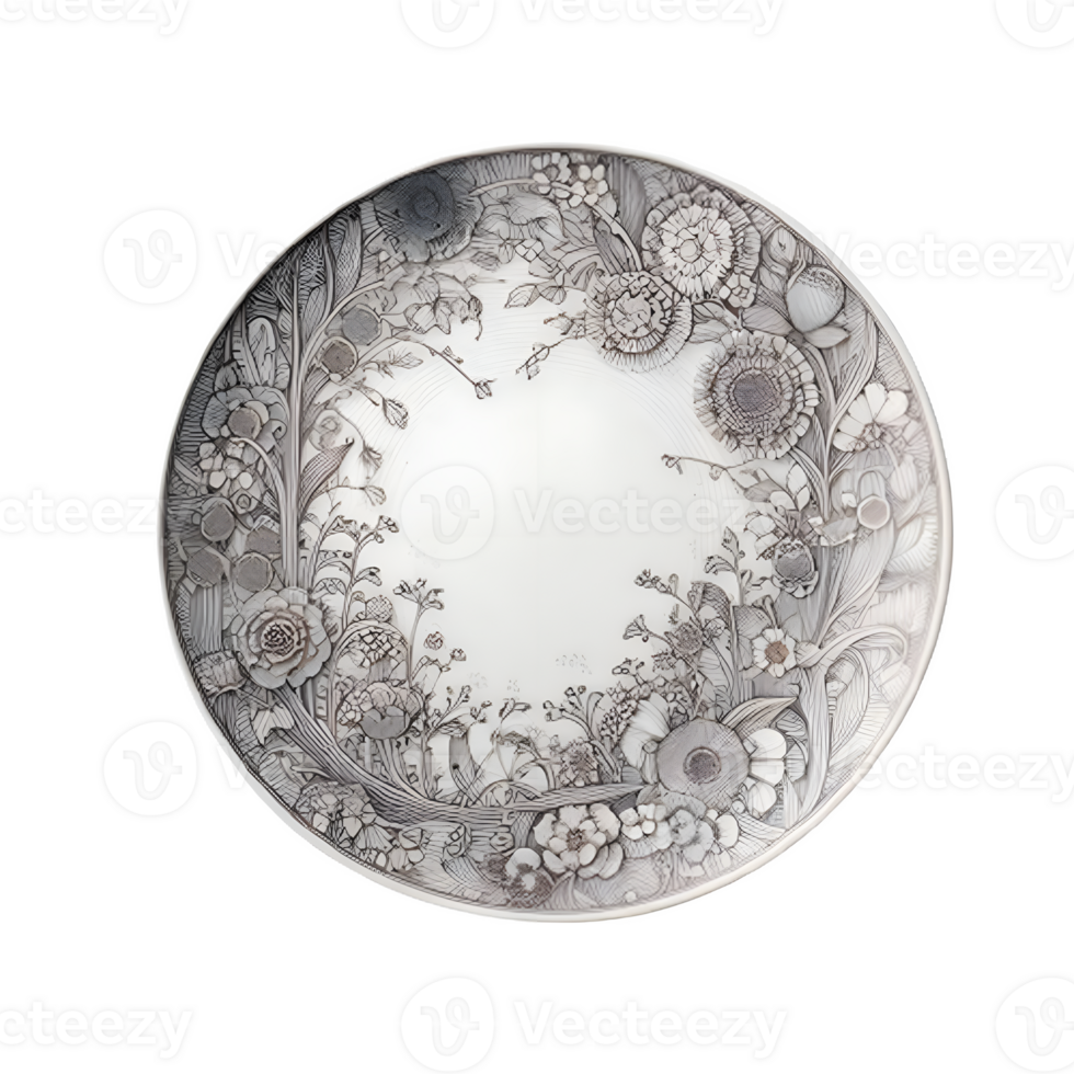 AI generated Isolated Plate cutout object on transparent background, PNG file