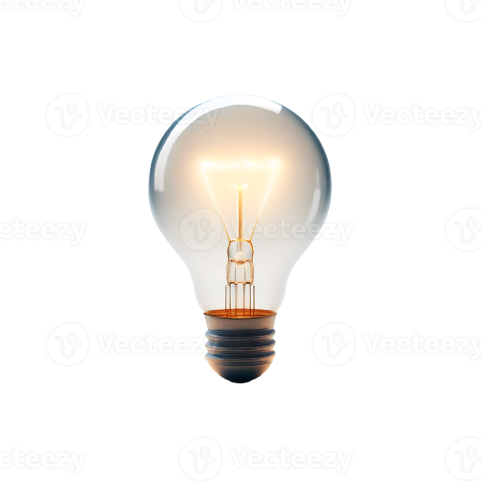 AI generated Isolated light bulb cutout object on transparent background, PNG file