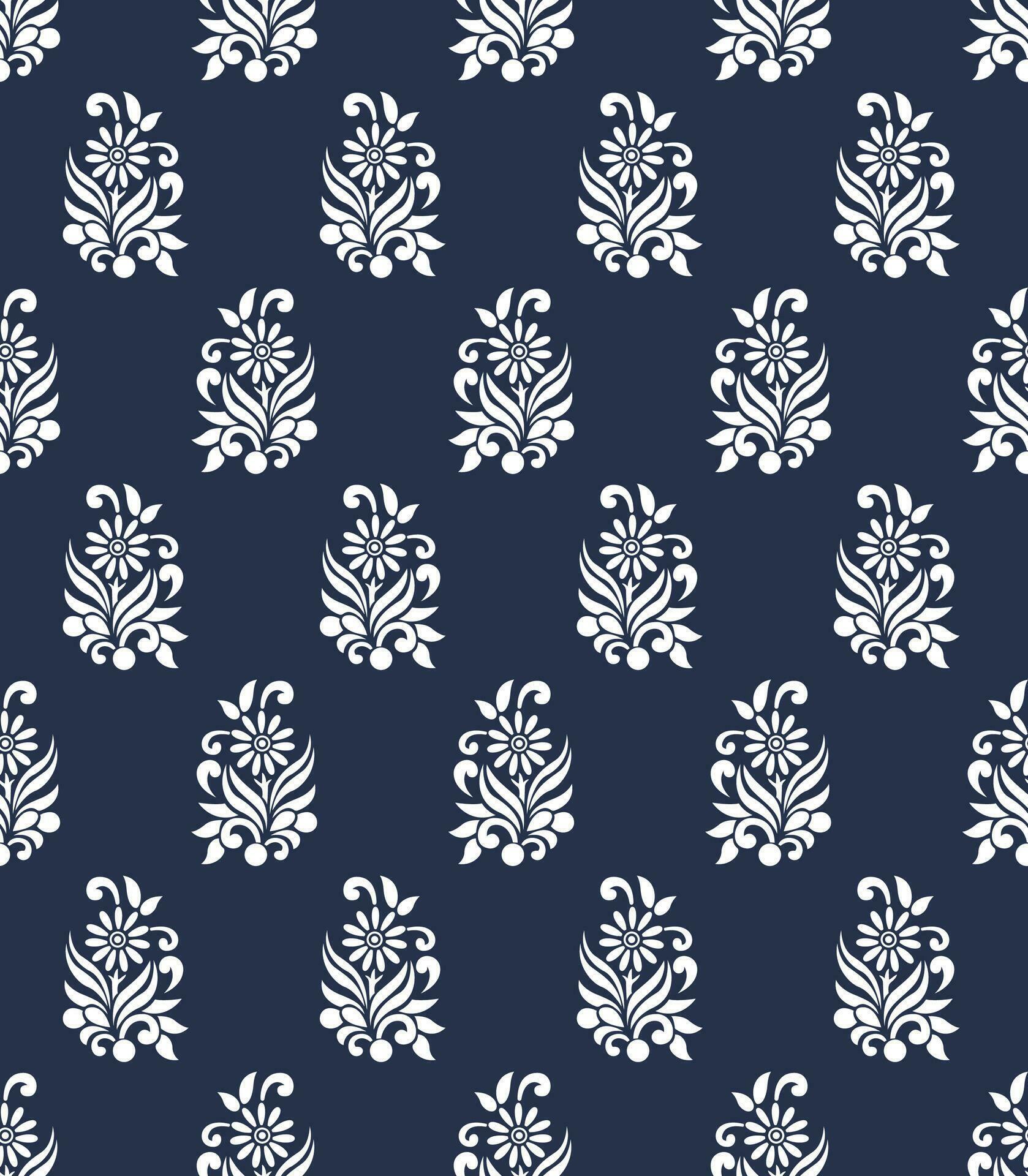 Traditional Indian floral pattern for wallpaper, blue floral vector