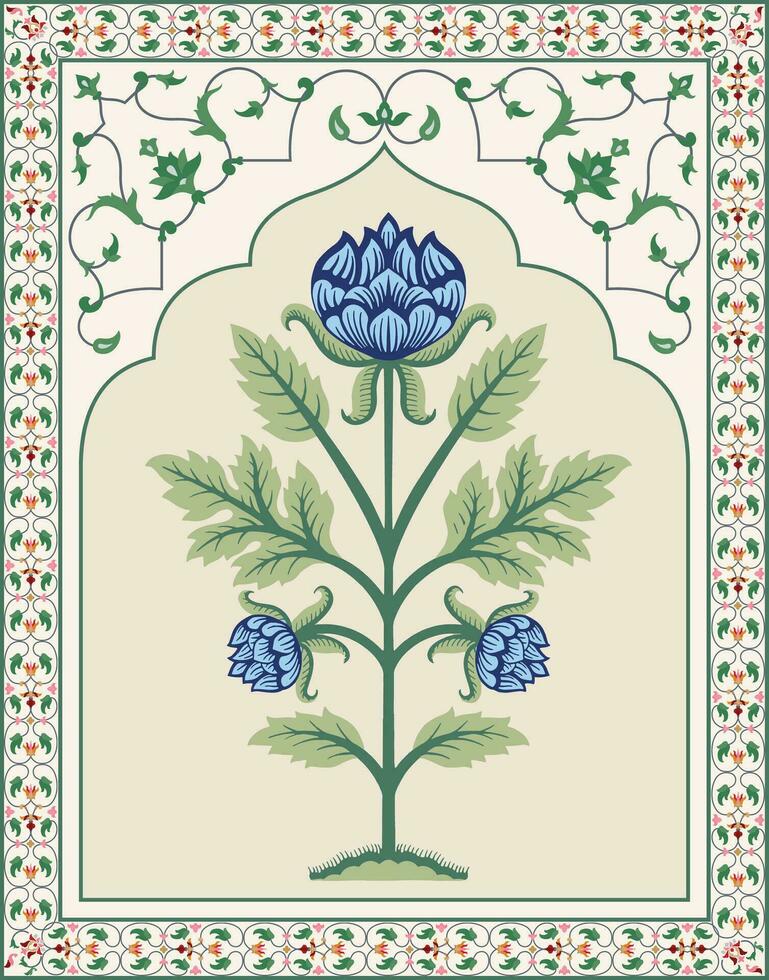 Traditional Indian Mughal plant illustration. vector