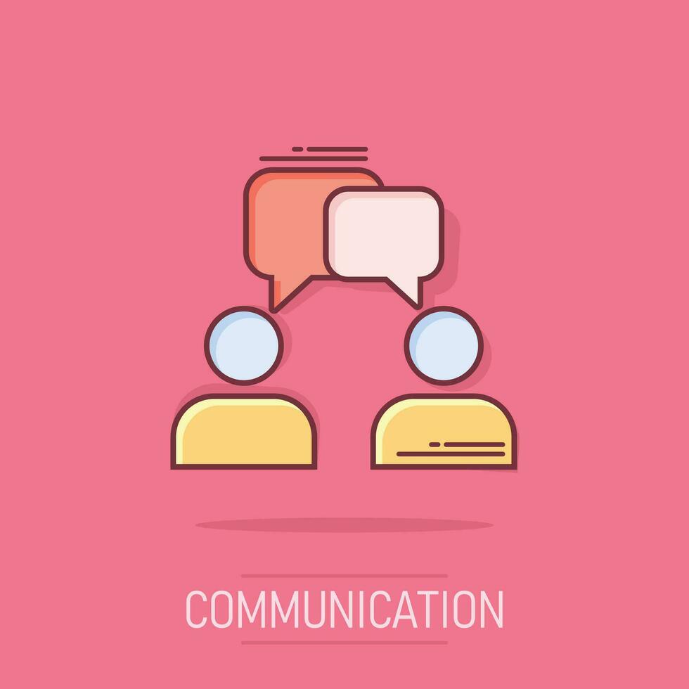 Vector cartoon talk people icon in comic style. Man with speech bubble concept illustration pictogram. Talk chat business splash effect concept.