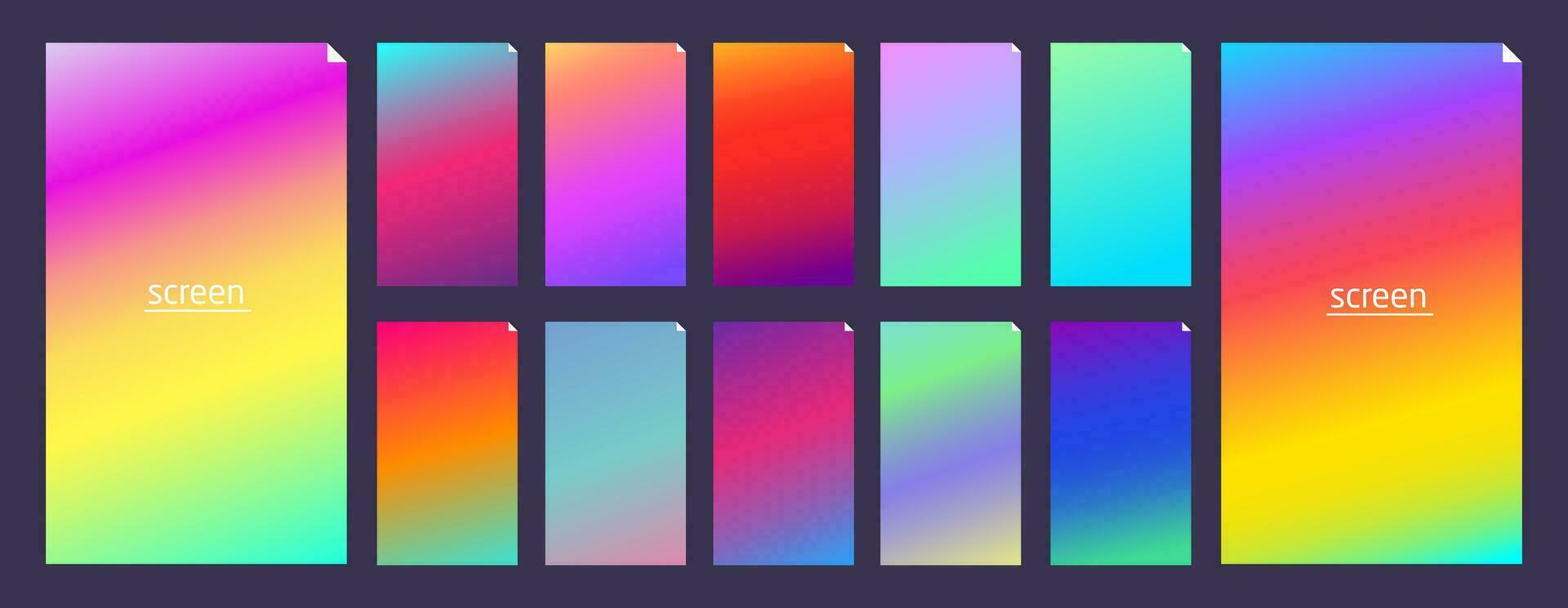 Soft pastel gradient smooth and vibrant color background set for devices vector