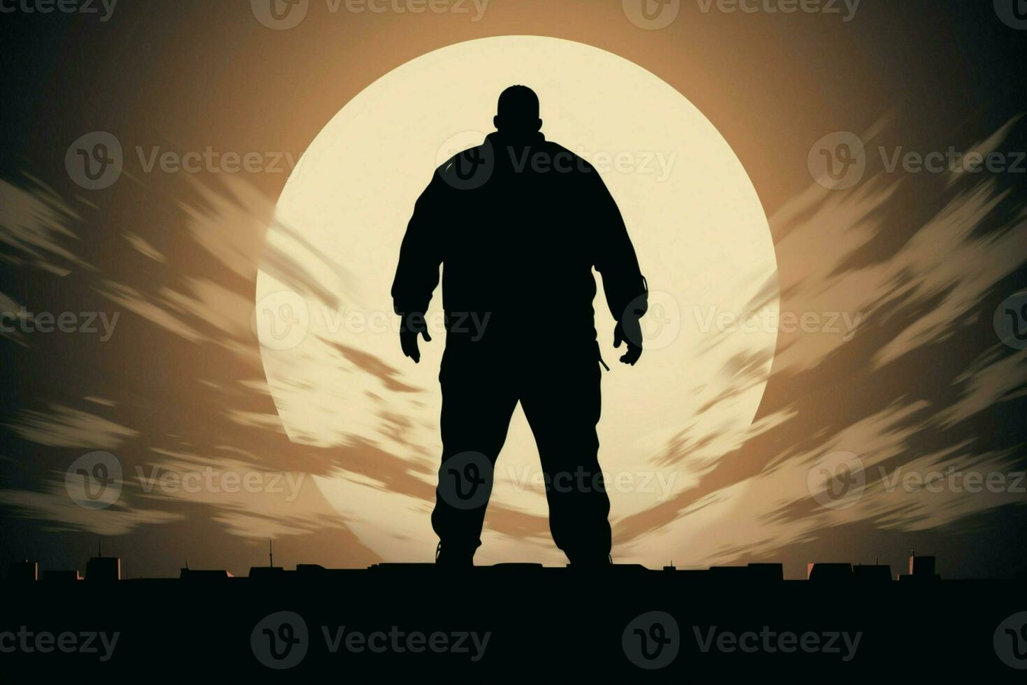 AI generated Iconic representation silhouette symbolizes a heavyset, plus size man conceptually photo