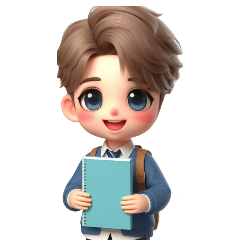 3d render illustration of cute boy png
